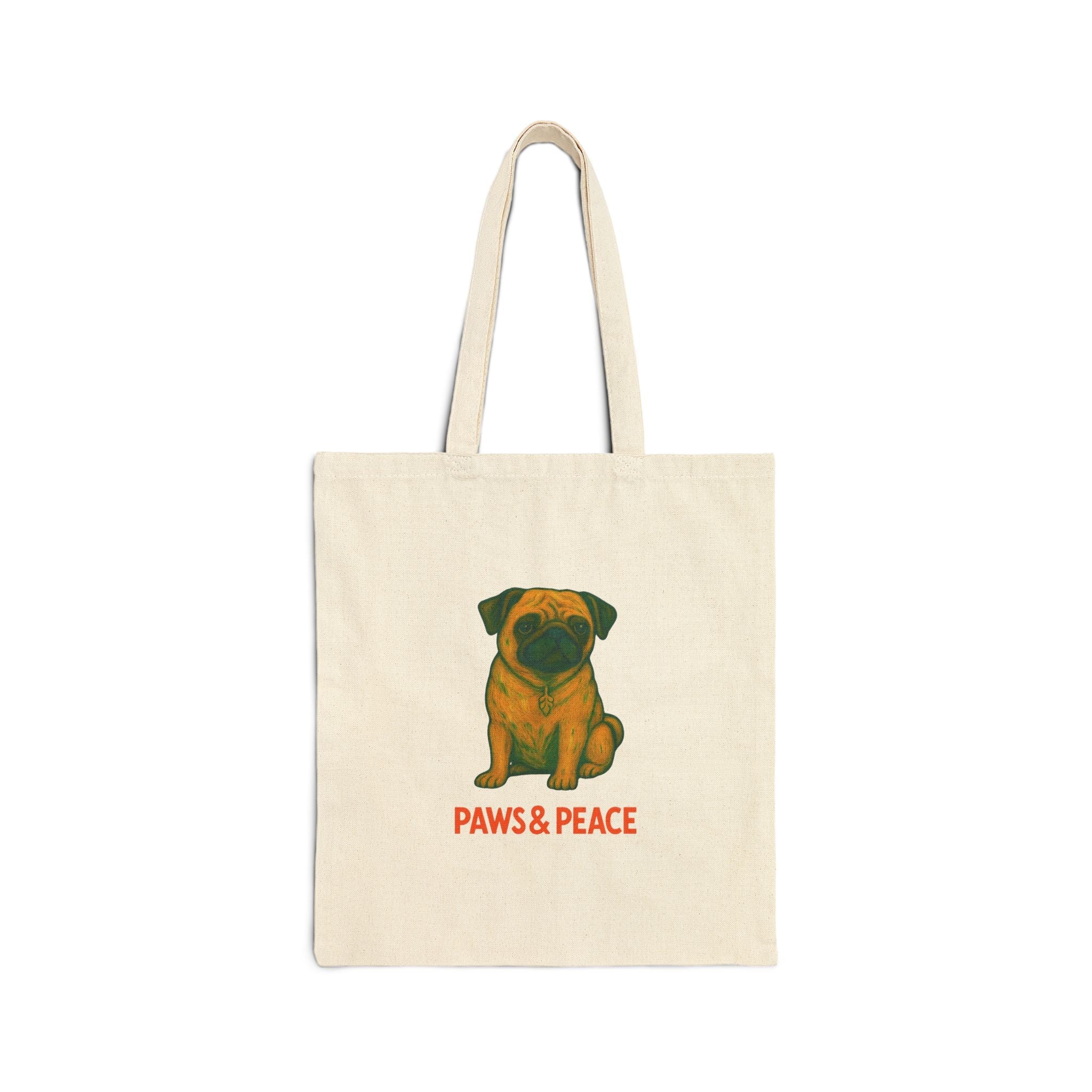 Paws&Peace (Pug)Cotton Canvas Tote Bag Printify