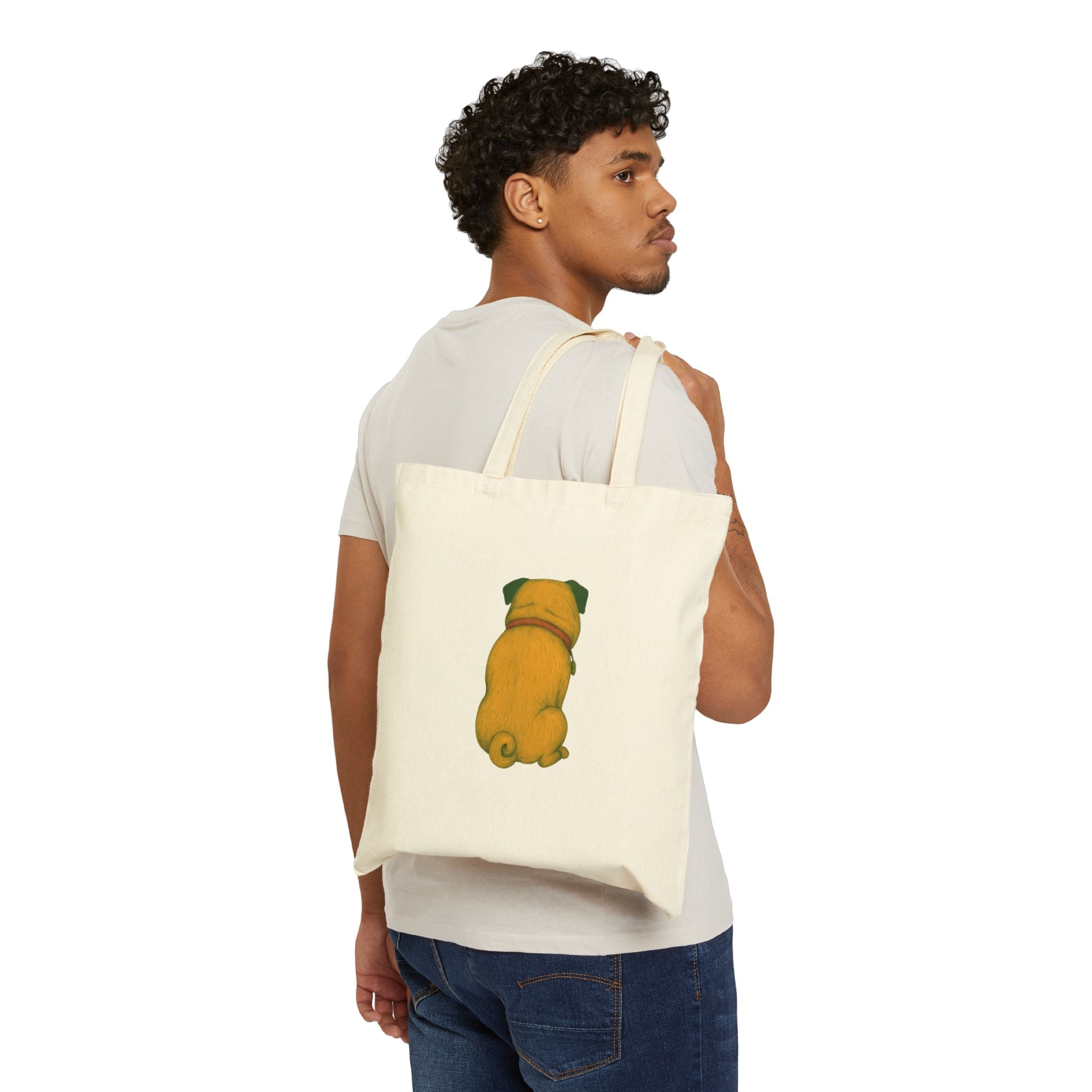 Paws&Peace (Pug)Cotton Canvas Tote Bag Printify