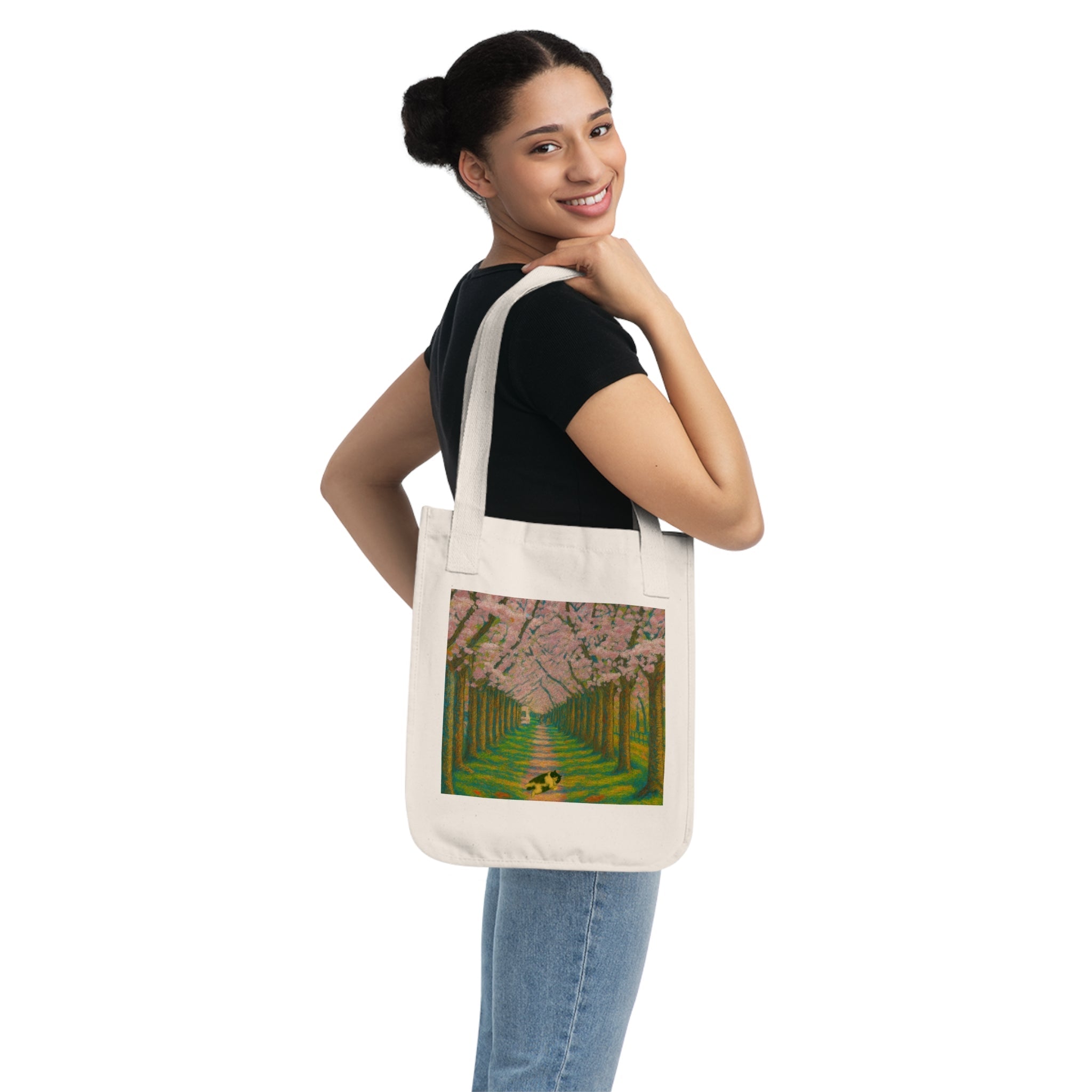 Charming Floral Organic Canvas Tote Bag, Eco-Friendly Carryall Printify