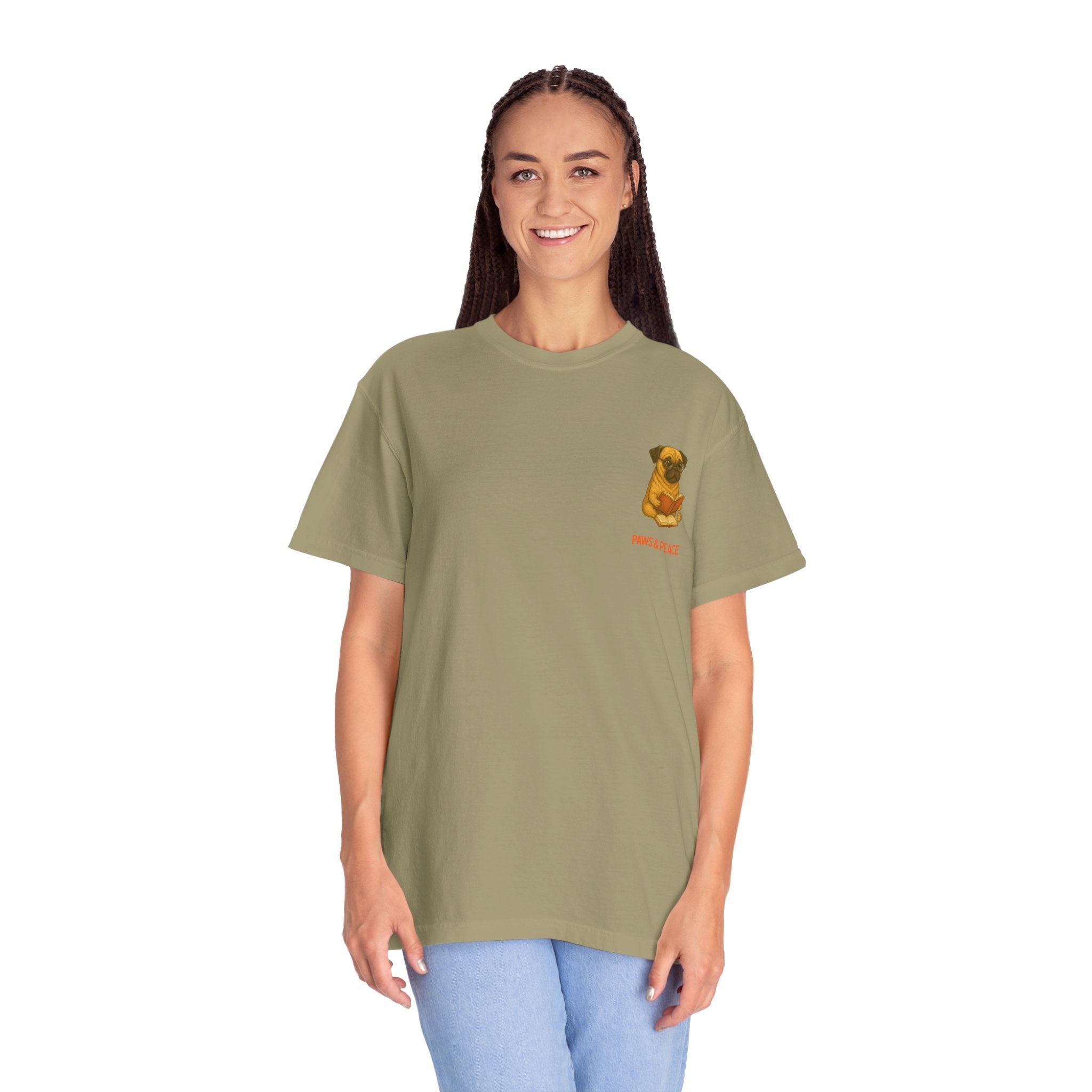 Unisex (Puggo) Reading in Almere T-Shirt by Paws&Peace Printify