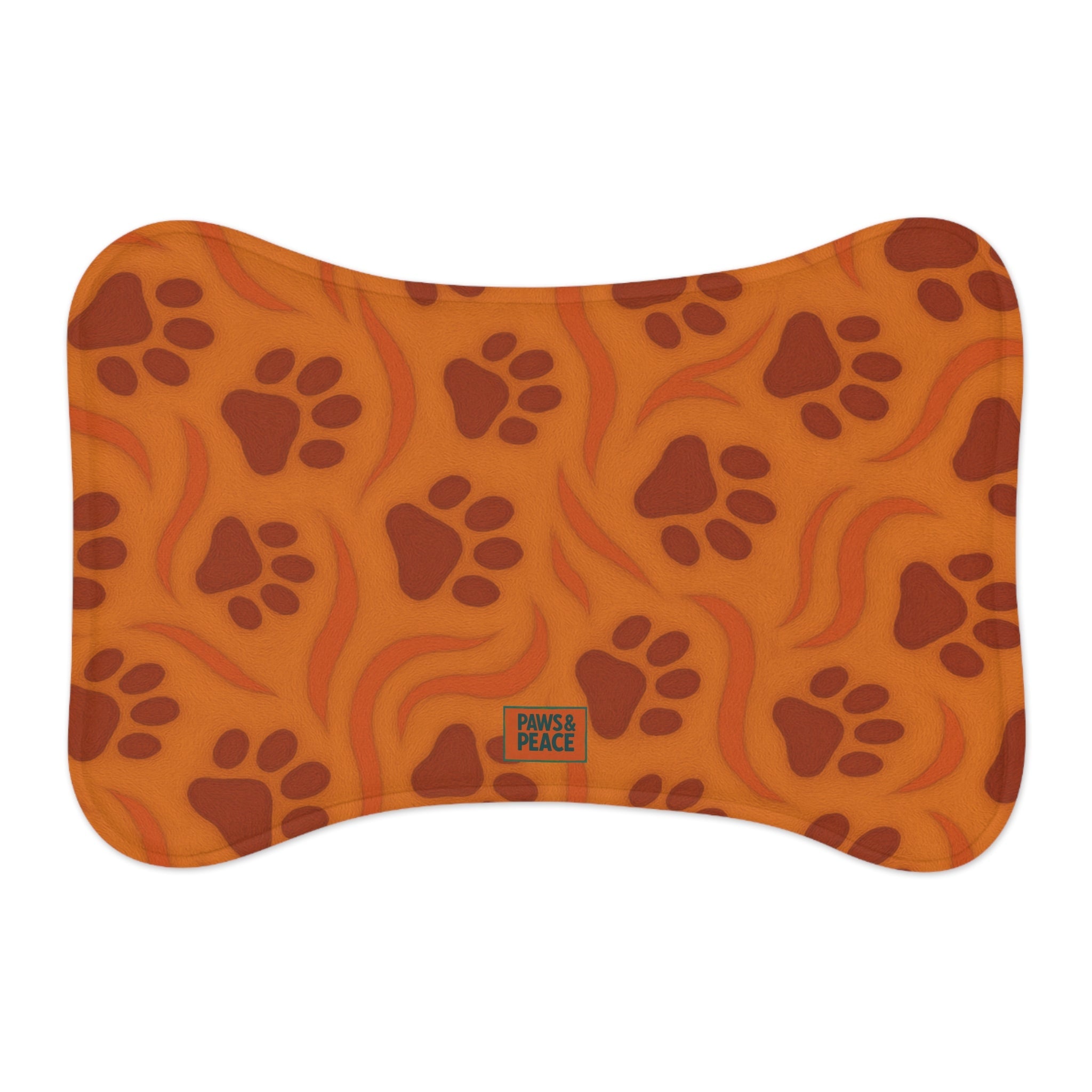 Paws&Peace Warm Paw Print Pet Feeding Mat Printify