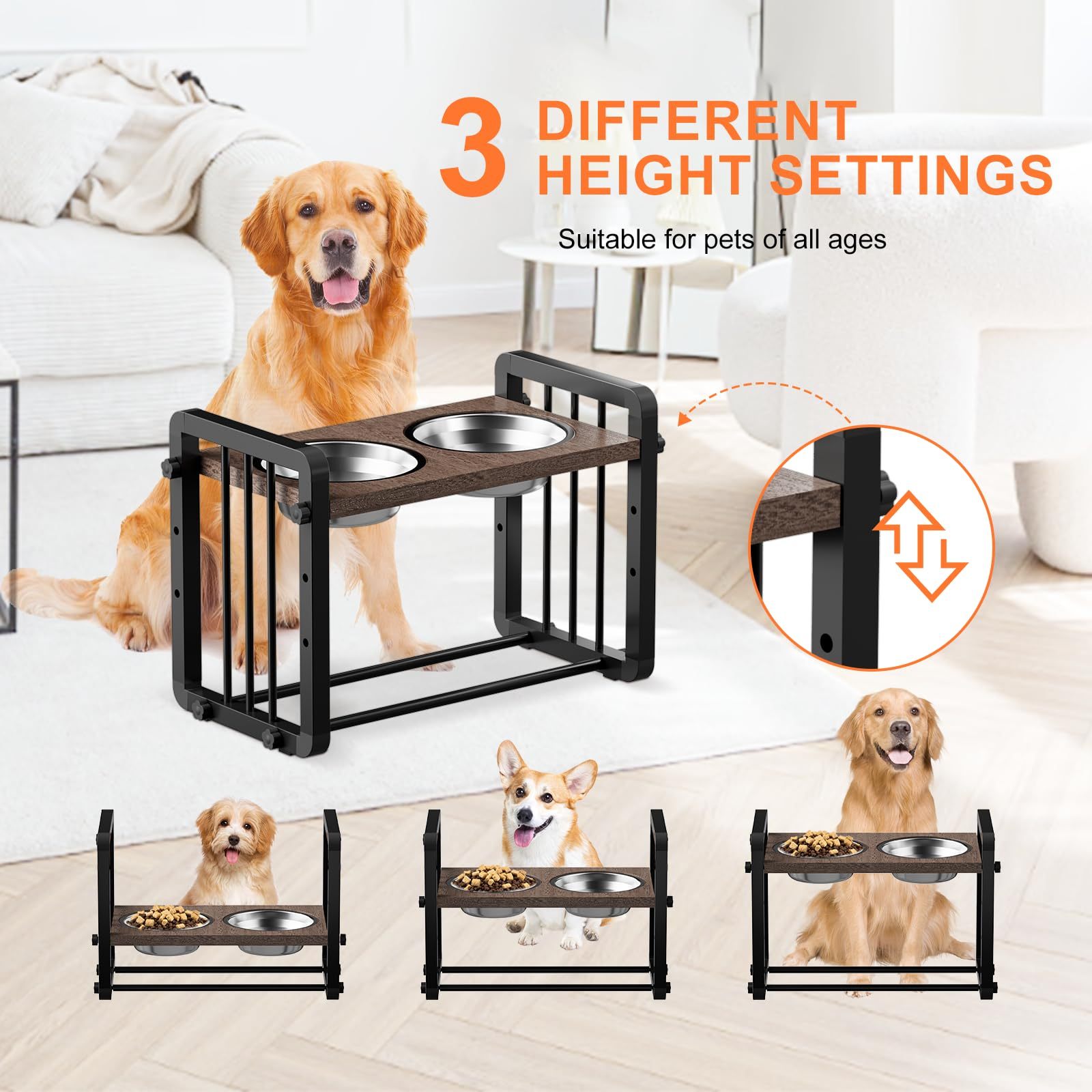H-shaped Iron Frame Lifting Dog Bowl CJDropshipping