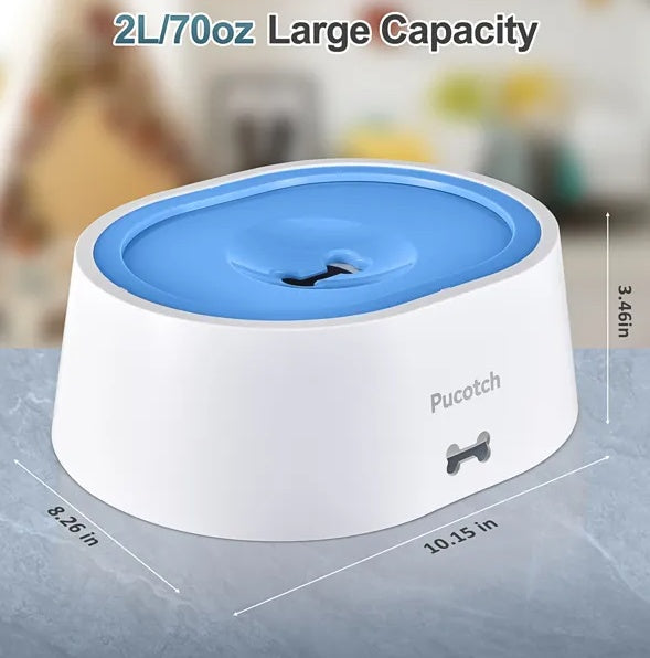 Dog Water Bowl No Spill 2L 70oz Spill Proof Dog Water Bowl Slow Water Feeder For Dogs CJDropshipping