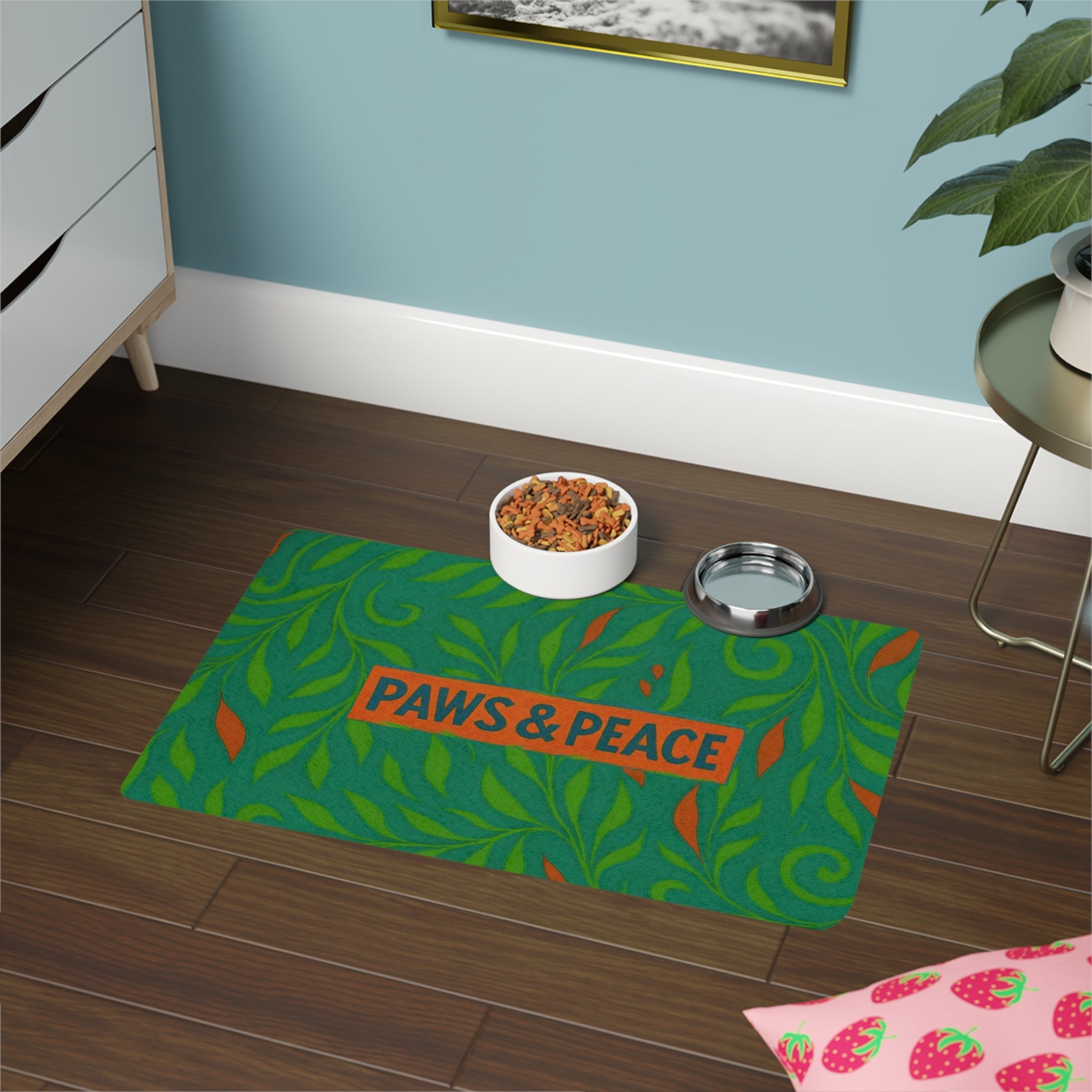 Paws & Peace Pet Food Mat | Eco-Friendly Pet Mat Printify