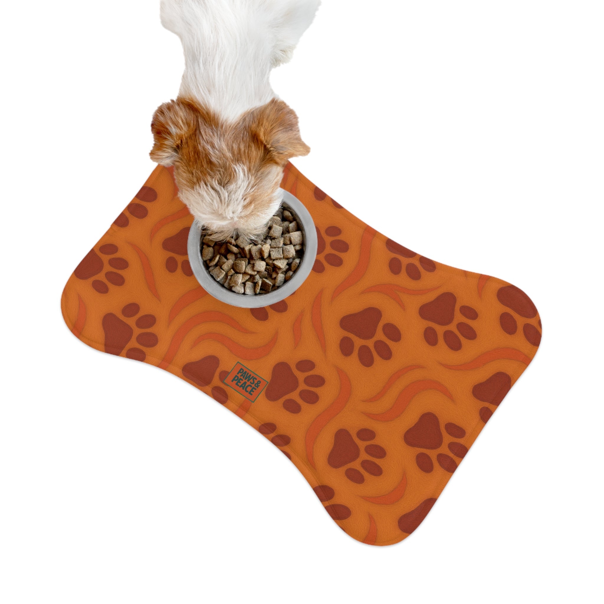 Paws&Peace Warm Paw Print Pet Feeding Mat Printify