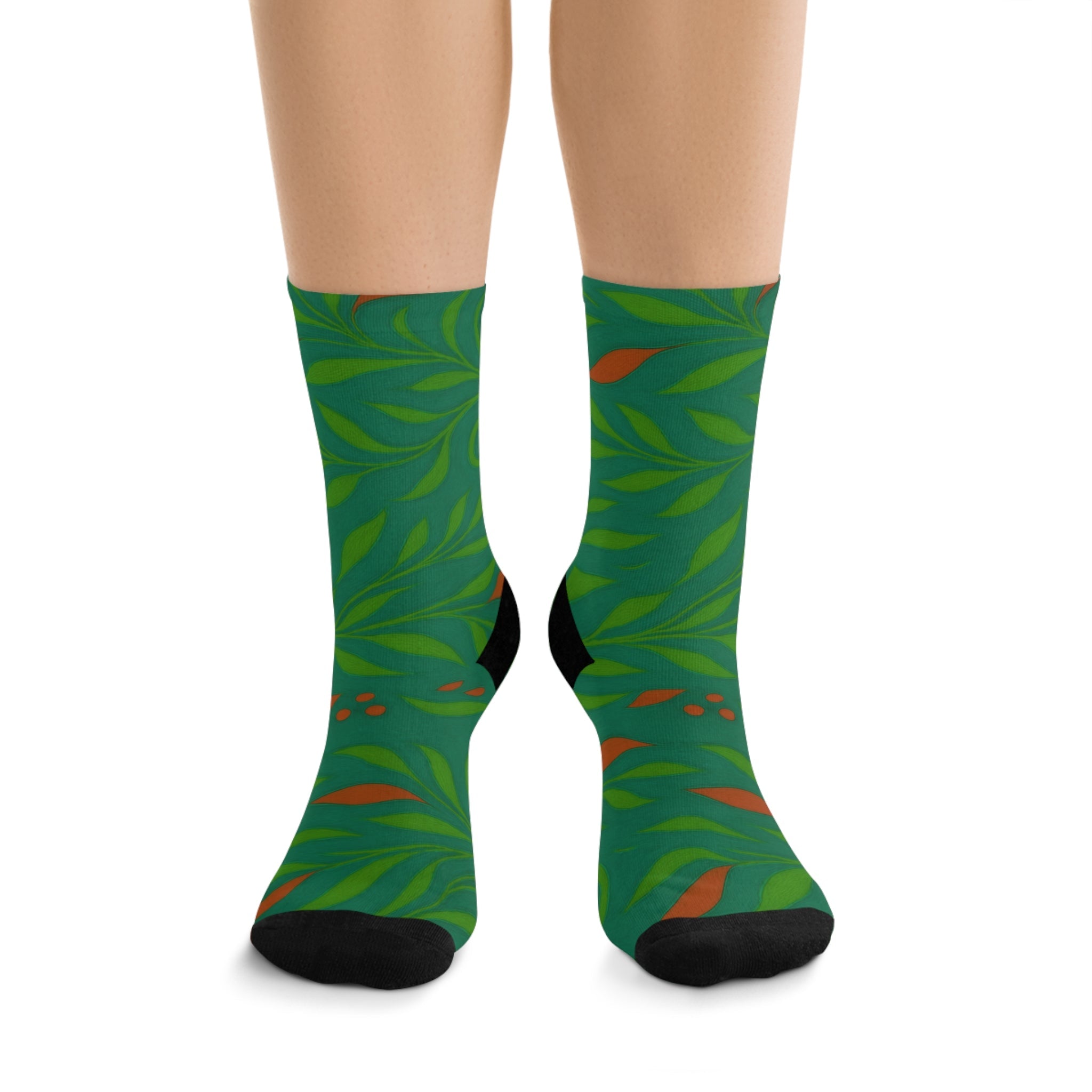 Paws&Peace Eco-Friendly Plant Print Socks (Green) Printify
