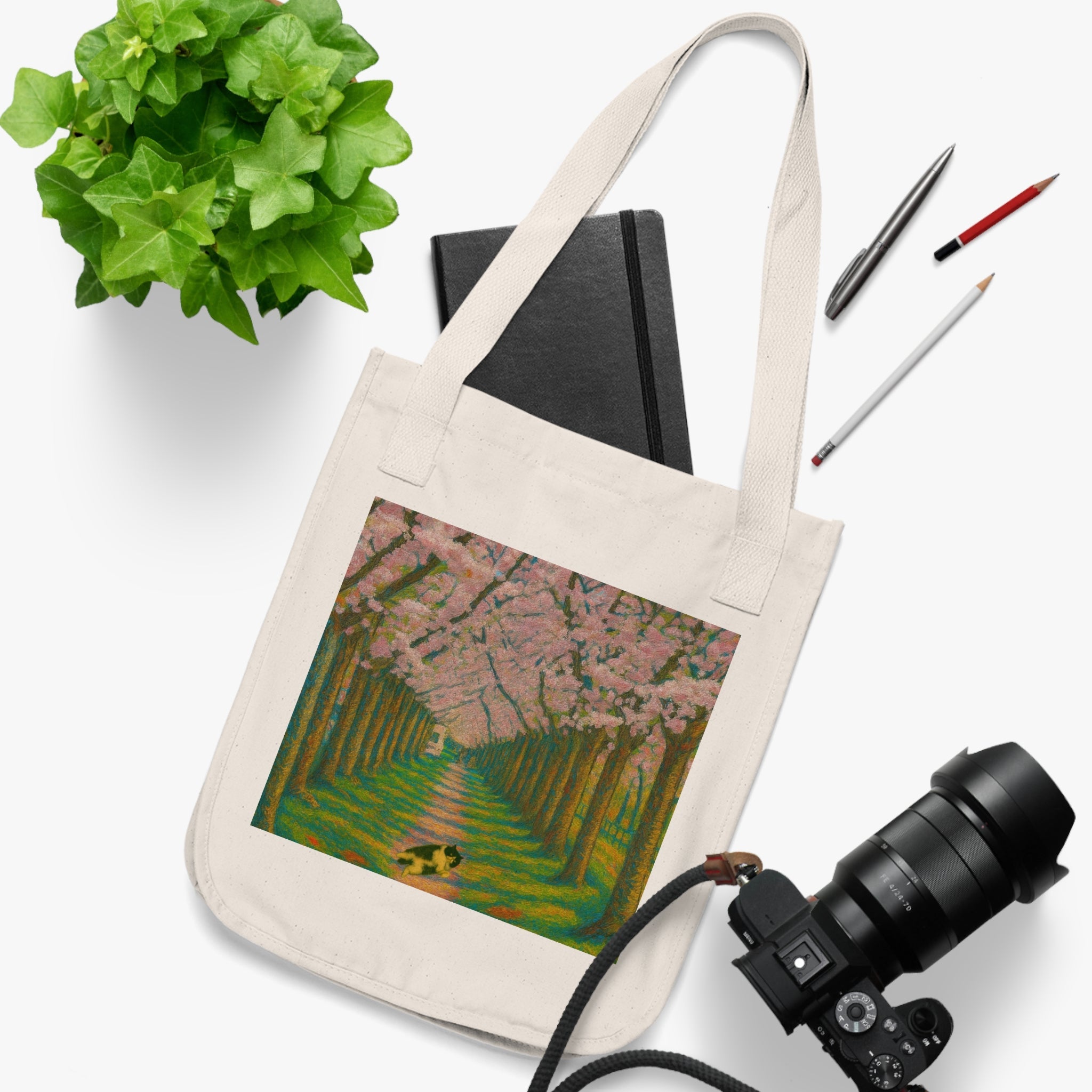 Charming Floral Organic Canvas Tote Bag, Eco-Friendly Carryall Printify