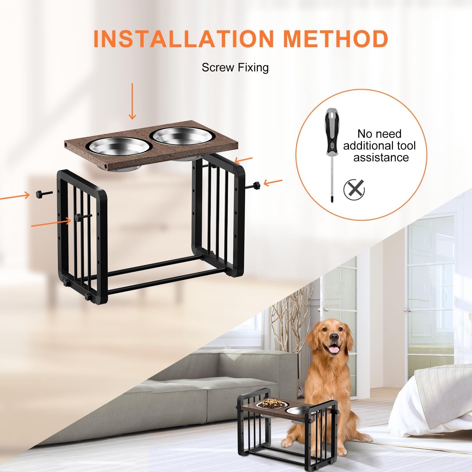 H-shaped Iron Frame Lifting Dog Bowl CJDropshipping