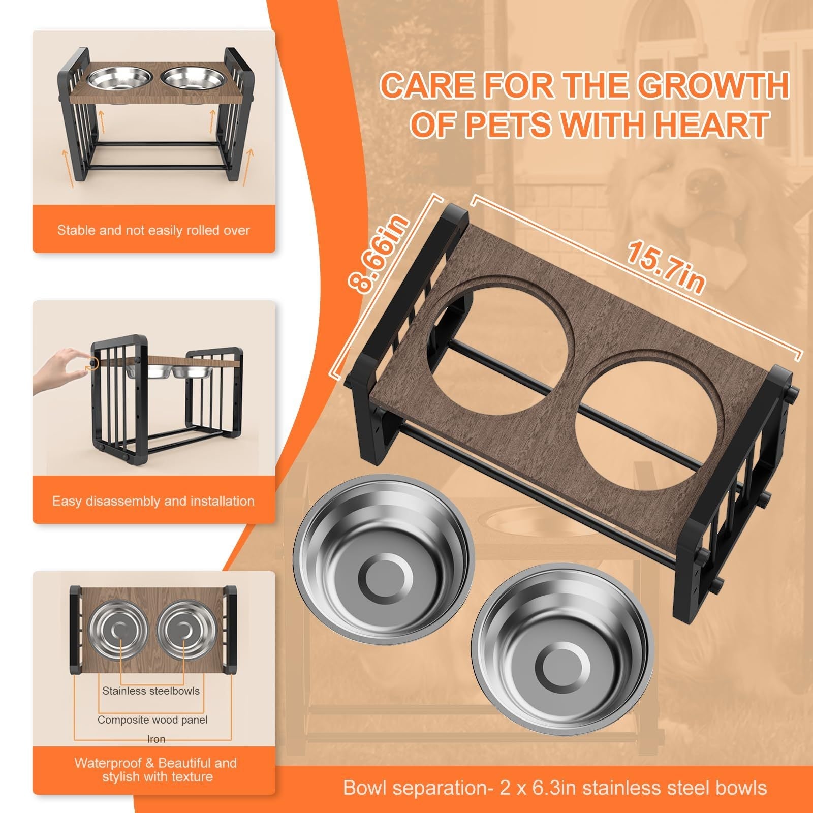 H-shaped Iron Frame Lifting Dog Bowl CJDropshipping