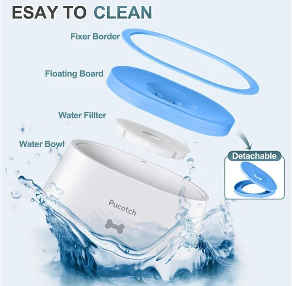 Dog Water Bowl No Spill 2L 70oz Spill Proof Dog Water Bowl Slow Water Feeder For Dogs CJDropshipping
