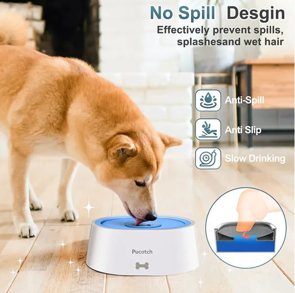 Dog Water Bowl No Spill 2L 70oz Spill Proof Dog Water Bowl Slow Water Feeder For Dogs CJDropshipping